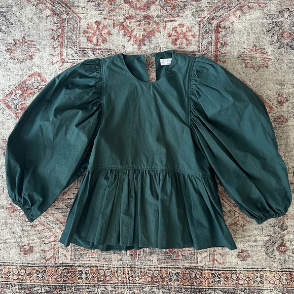 HUNTER BELL Tops - •Hunter Bell• Green Puff Sleeve Blouse